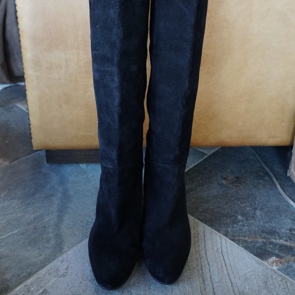 Stuart Weitzman Black Suede Knee High Wedge Boot - Picture 3 of 12